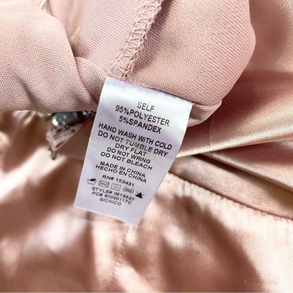 Satin Mauve Dusty Rose Pink Sequin Diamond Trim Two Piece Top and Skirt Set (S) - Picture 7 of 12